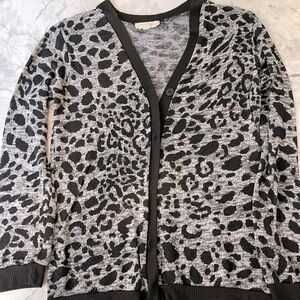 Boutique blacks and grey marked leopard cardigan M